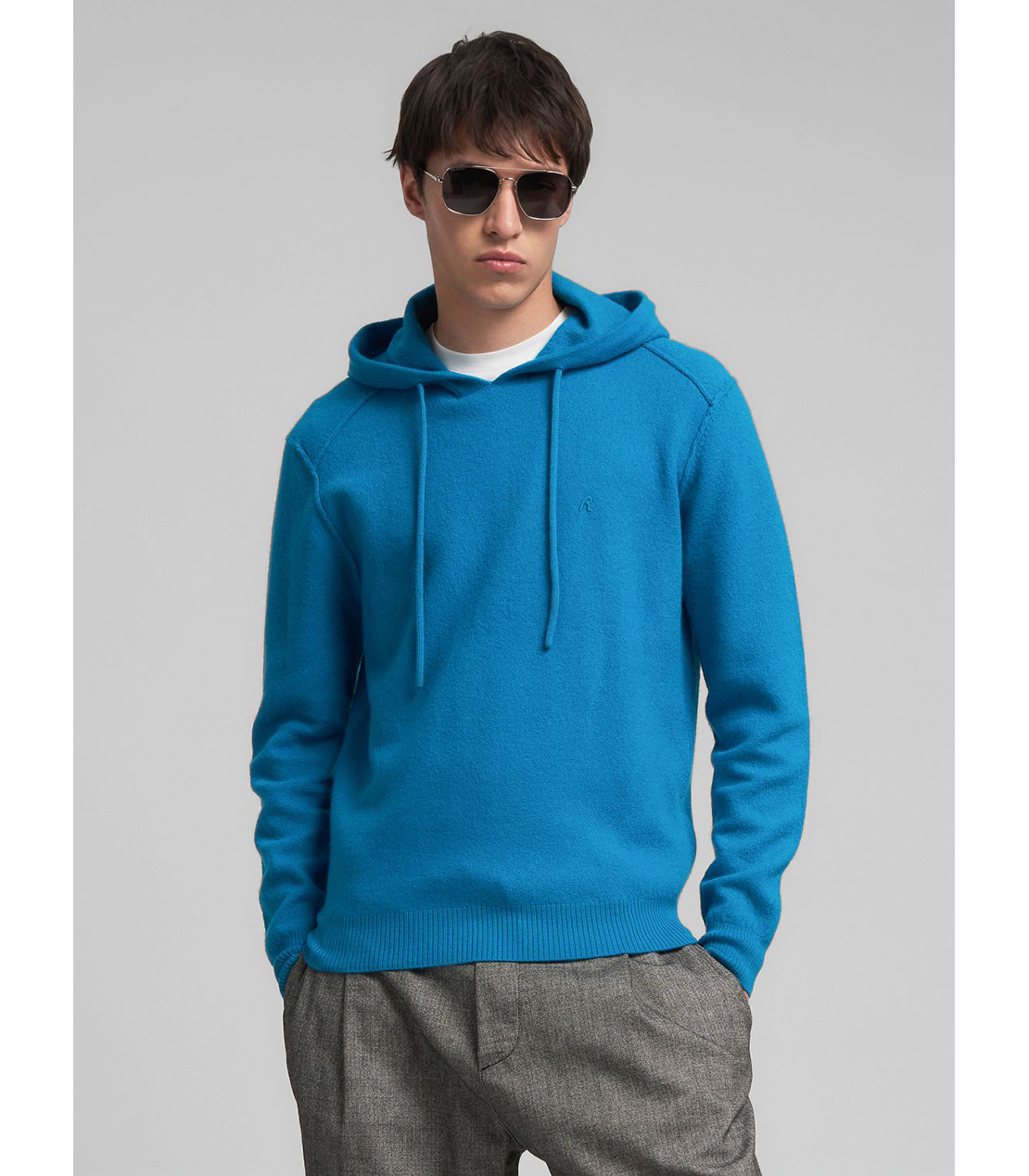 ブライトカラー ニットフーディー 詳細画像 ターコイズブルー 2